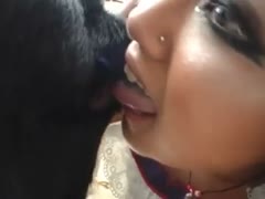 Asian bitch having sex with a dog while hot rimming